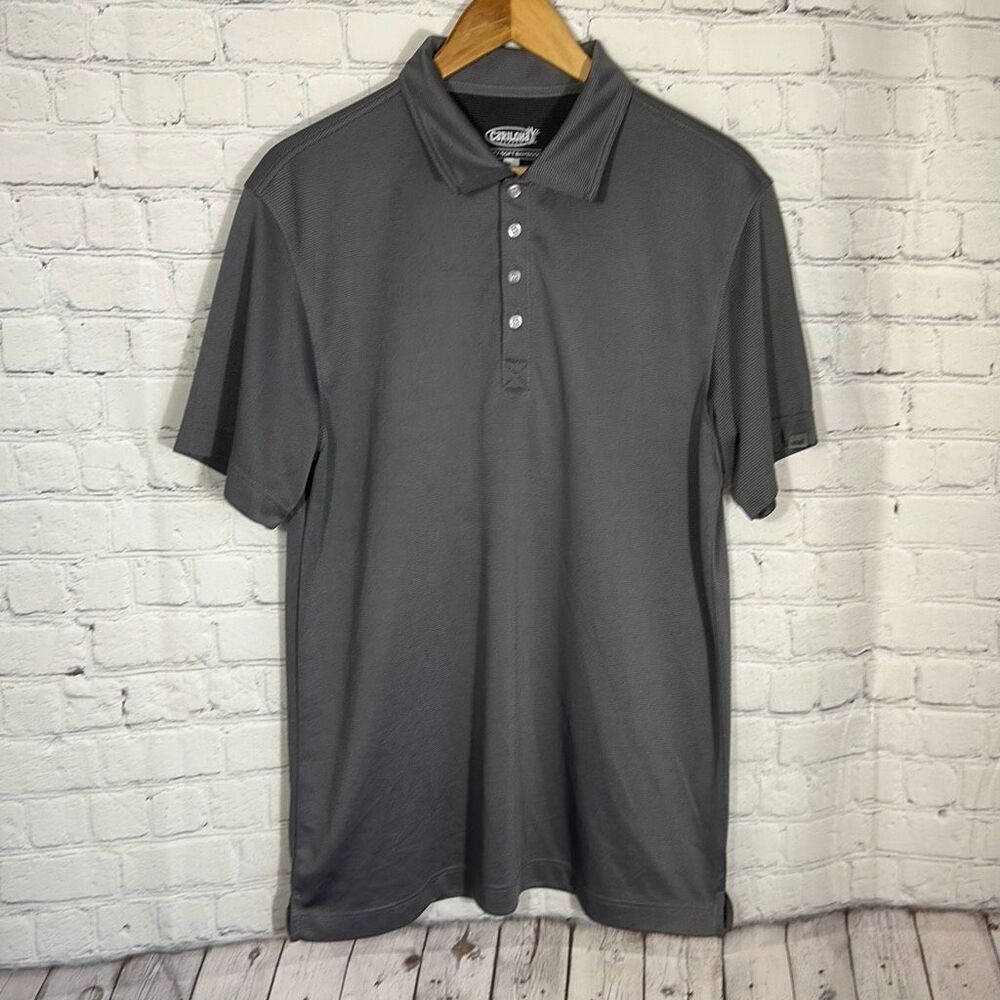 Cariloha Polo shirt Mens Large Gray Bamboo 4 Button Button Down Preppy Trendy